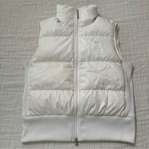Vintage Y2K Nike Puffer Vest 12-14 XL White Duck Goose Down - Picture 1 of 10